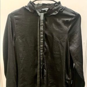 Vero Moda Black Button Up Neck Tie Long Sleeve Blouse